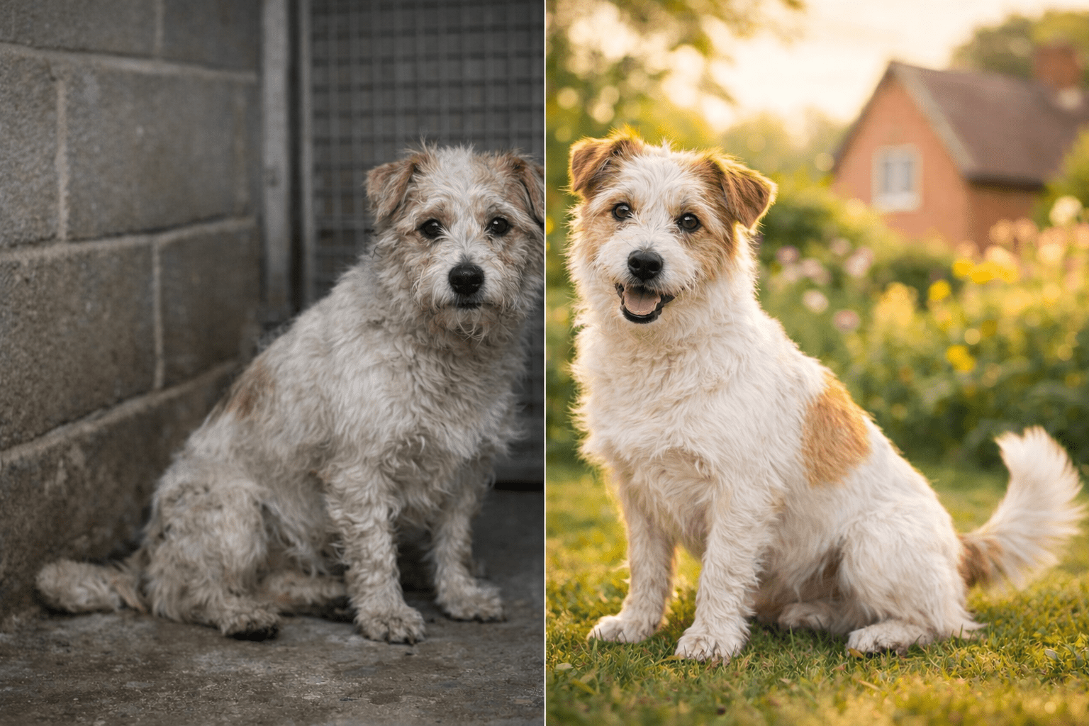 Foster carer with rescue dog in UK home
