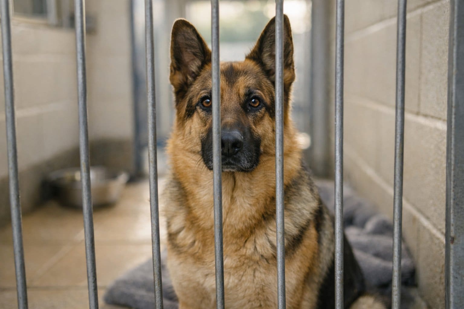 german shepherd in a rescue centre